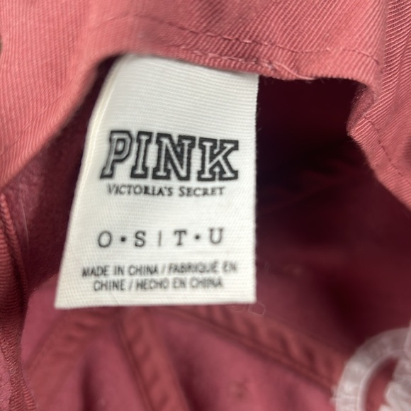 PINK Victoria Secret Wool Blend Mauve Soft Pink Ball Cap Cinch Back PINK Logo - Picture 9 of 12